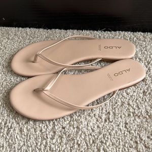 Aldo Faux Leather Flip Flops